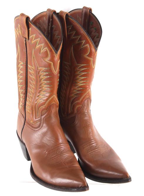 J.K. Norfleet Custom Leather Cowboy Boots: Featured in this lot is a pair of J.K. Norfleet custom leather cowboy boots from Wichita Falls, Texas, circa the late 1900's. James Kirkpatrick Norfleet (1935-2020) was a businessman, merchant, and oi