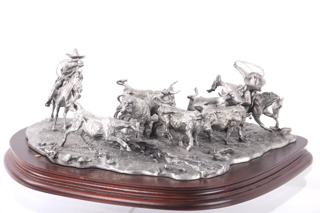 "Border Rustlers" Pewter Sculpture by Don Polland (1 of 19)