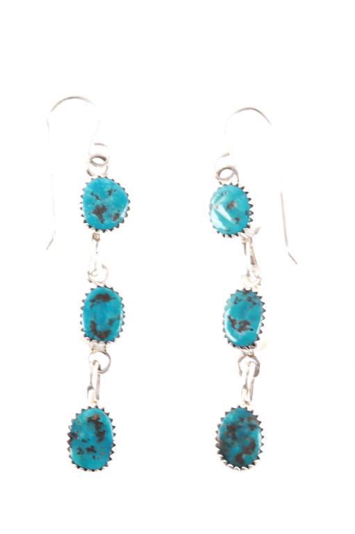 Navajo Sterling Silver Turquoise Dangle Earrings (1 of 12)
