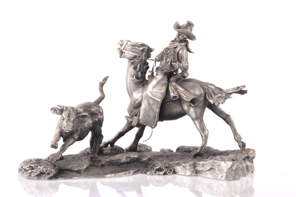 Western Pewter Sculpture Don Polland Maverick Calf (1 of 9)