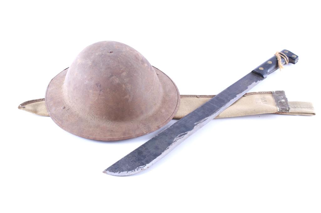 WWI British Mark 1 Helmet & WWII Martin Machete (1 of 18)