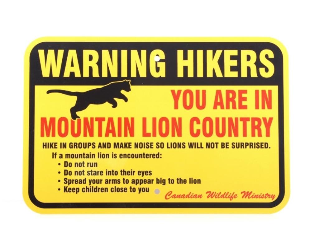 Mountain Lion Warning Sign from Canada (1 of 5)
