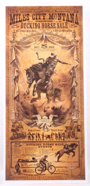 Miles City Bucking Horse Sale Poster Bob Coronato: This is an original Miles City Bucking Horse Sale poster by Western artist, Bob Coronato. There are rodeos and then there rodeos. The World Famous Miles City Bucking Horse Sale is in a category by its