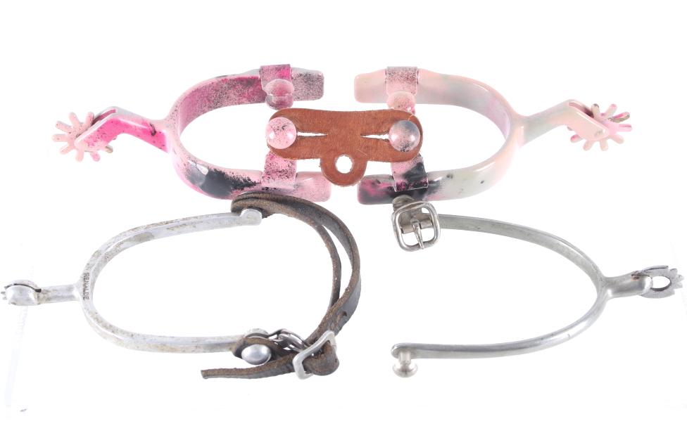 Collection of Renalde, Buermann & Other Spurs: For your consideration is a collection of cowboy spurs including two (2) rare, individual spurs: one stamped Renalde and the other with the August Buermann "Star Steel Silver" stamp with an adjacent s