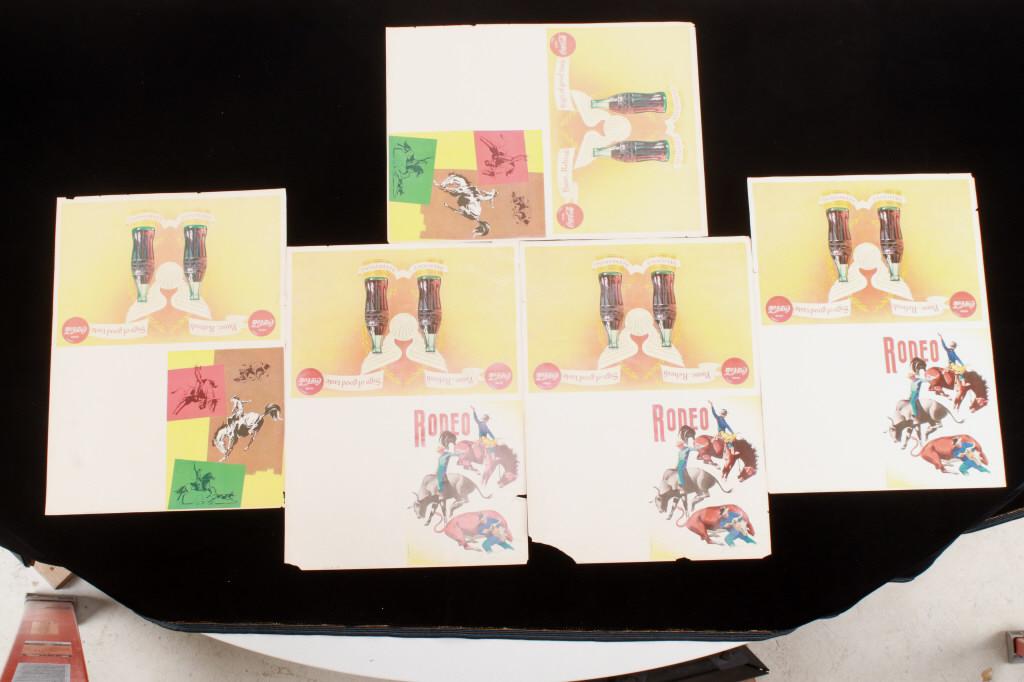 1957 Unprinted Coca-Cola Rodeo Signs: Offered in this lot are rare Unprinted blanks for Rodeo Advertisement signs sponsored by Coca-Cola. These sheets are meant to be printed with the Rodeo's information, and folded perhaps to cover a day