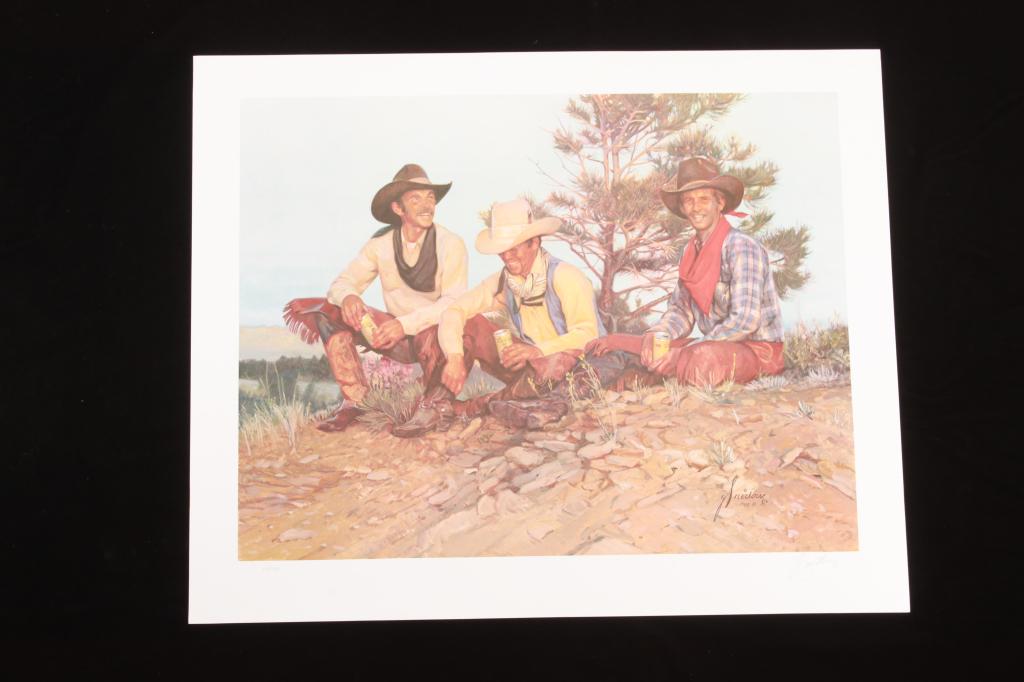 Coors Brings You "Good Times" by Gordon Snidow: Featured in this lot is this lithograph called "Coors Brings You Good Times," by Gordon Snidow circa 1983. The artwork features a wonderfully and professionally crafted lithograph construction that fe