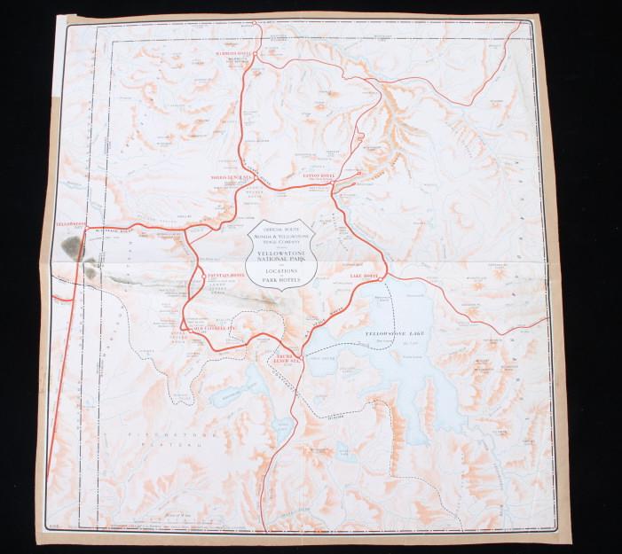 Monida & Yellowstone Stage Company Map 1911: Included for you in this lot is a wonderful piece of Montana ephemera, in the form of a map of the Monida & Yellowstone Stage Company from 1911. The map shows the official stagecoach route and other r