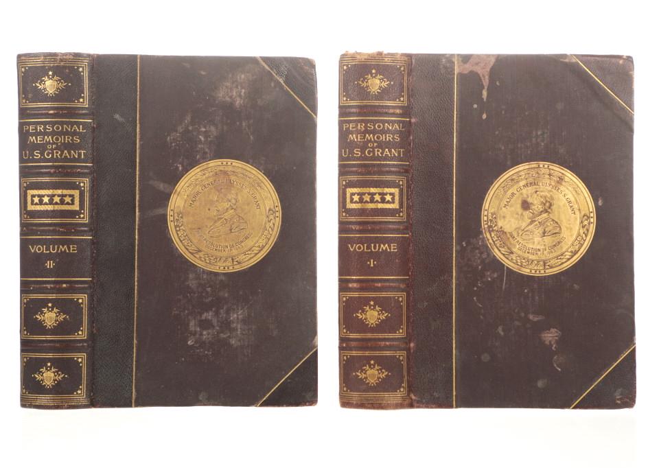 Personal Memoirs of U.S. Grant Leather 1st Edition: This is a first edition 1885 set of “Personal Memoirs of U.S. Grant” Volume I & Volume II. The piece was published in 1885 by Charles L. Webster & Company New York. Each volume shows deluxe leathe