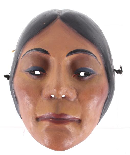 C. 1890-1910 Crow Apsaalooke Painted Death Mask: This is an exceptional Crow Apsaalooke Death Mask dating to circa 1890-1910’s collected from the Crow Reservation in Montana. The mask shows a paper mache plaster construction with early painted fro