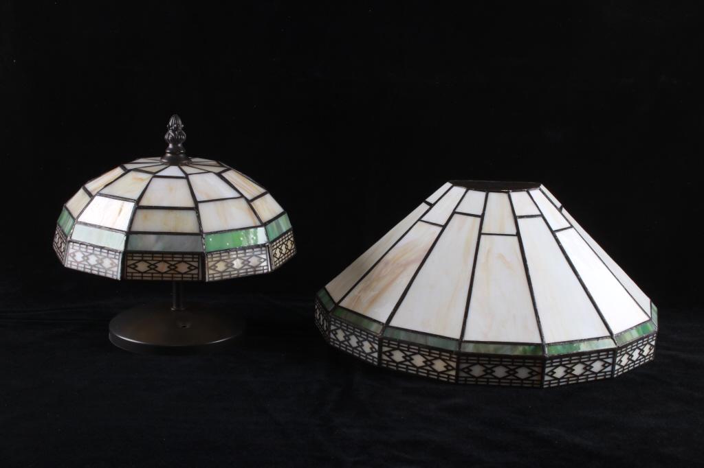 Art Deco Colored Slate Wall Sconce & Ceiling Light: Featured in this lot is this Art Deco colored slate wall sconce and ceiling light. There are two light fixtures in this collection. The first is a wall sconce that shows cream colored slate material w