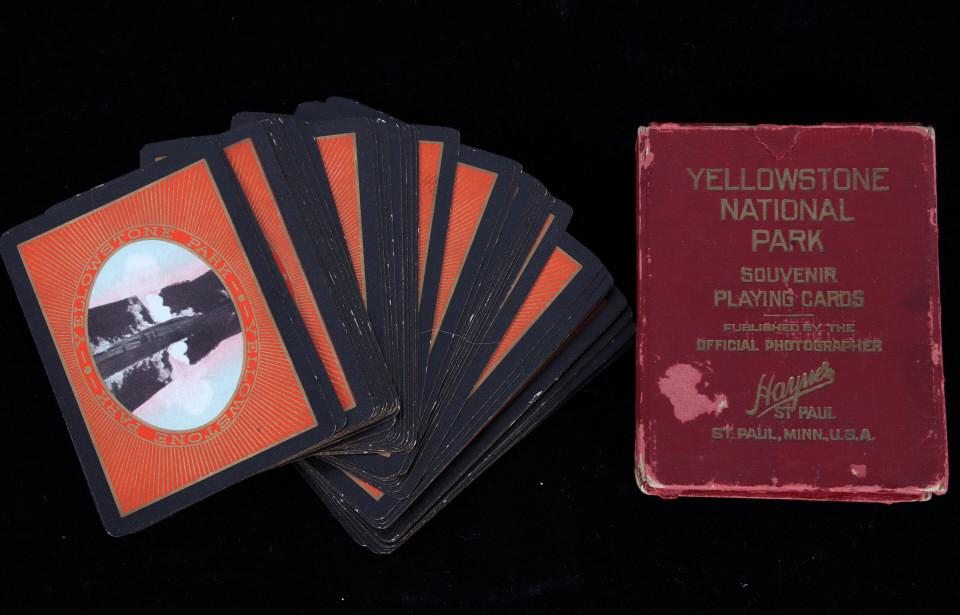 1904 Yellowstone Haynes Souvenir Playing Cards: Featured in this lot is this complete deck of 1904 Haynes souvenir playing cards from Yellowstone National Park. Each of the cards features a different photo from Yellowstone, published by the officia