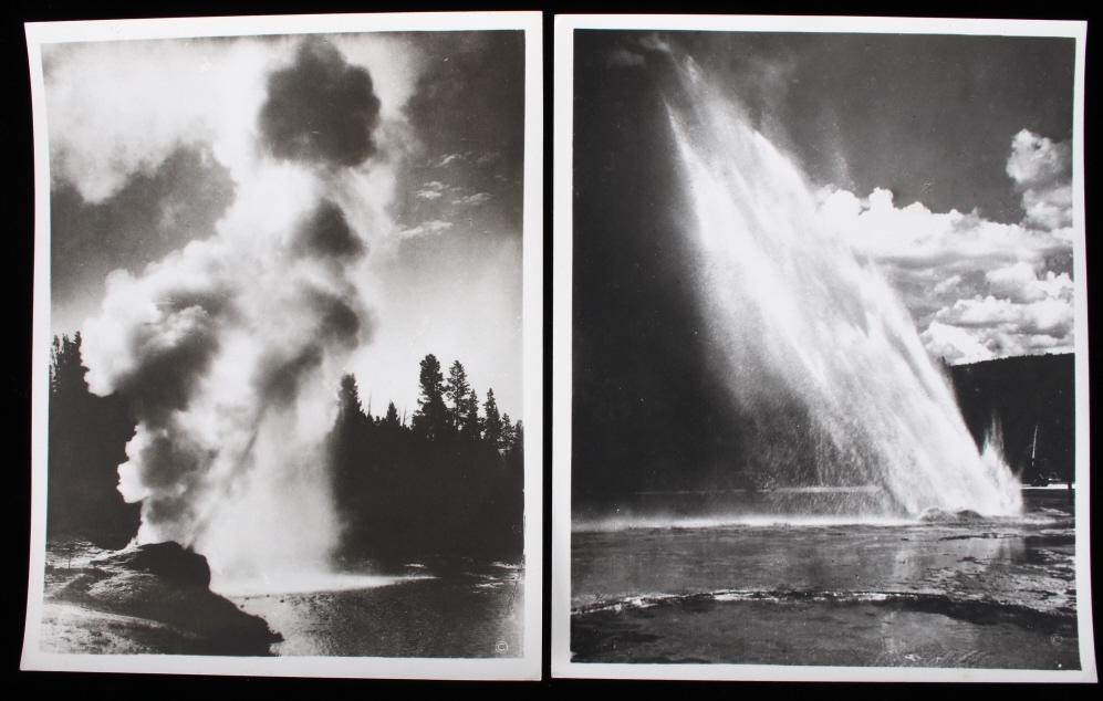 F.J. Haynes (1853-1921) Yellowstone Geyser Photos: The lot features two original Frank J. Haynes Yellowstone National Park photographs of Riverside Geyser and Daisy Geyser circa early 1900’s. These are both large format photographs in Yellowstone Na