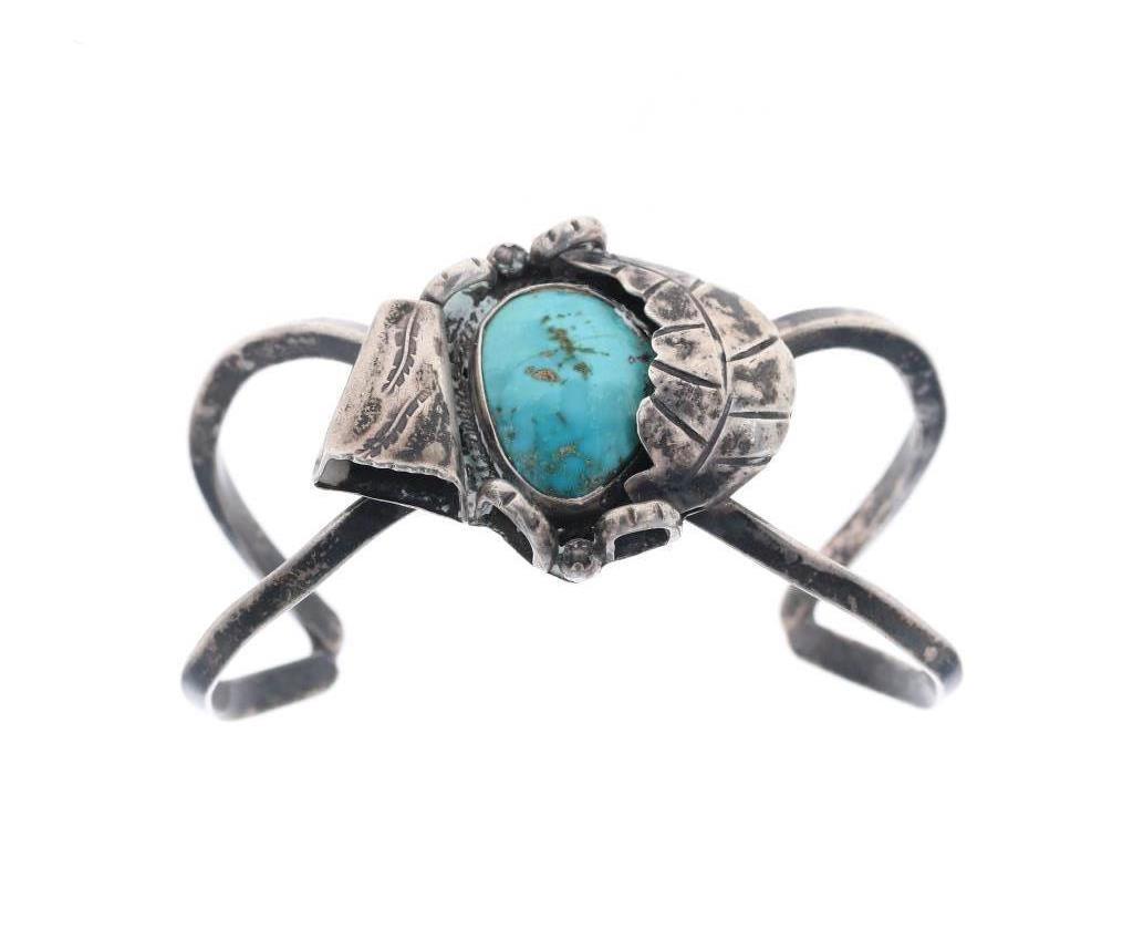 Navajo Sterling Silver & Turquoise Bracelet (1 of 5)