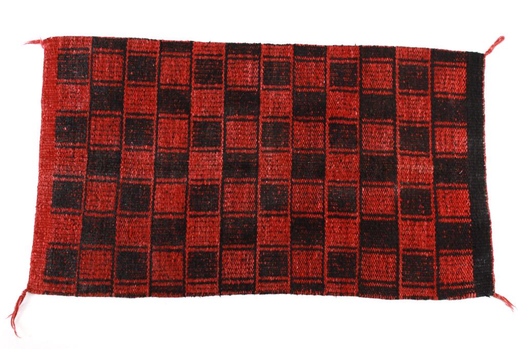 Hand Woven Mexican Checkered Rug c. 1940's (1 of 9)