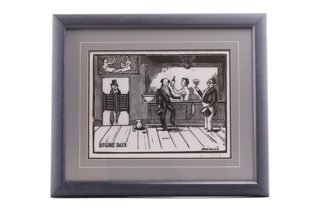 Rare John Held Jr Woodblock Re-Signed Framed Print (1 of 12)