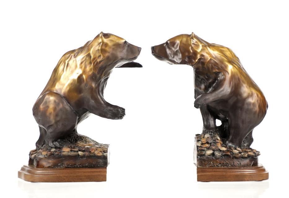 Original Signed Bronze Grizzly Bookends Harrington (1 of 20)