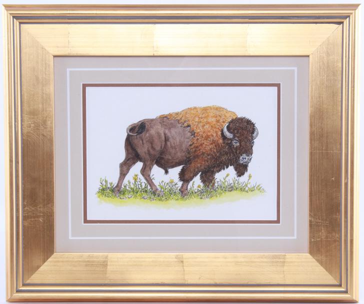 John T. Jones, "Herd Bull" Watercolour Signed (1 of 8)