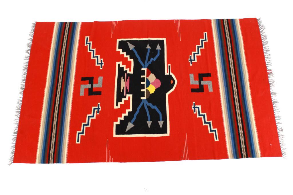 Mexican Eagle & Whirling Log Saltillo Rug c. 1970s (1 of 9)