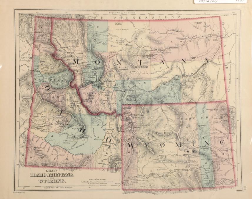 F. Gray's Idaho, Montana and Wyoming Map 1870 (1 of 11)