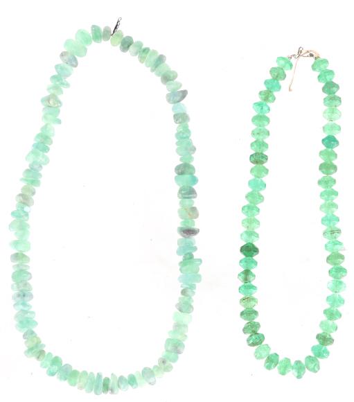 Two Green Russian Vaseline Trade Bead Necklaces (1 of 16)