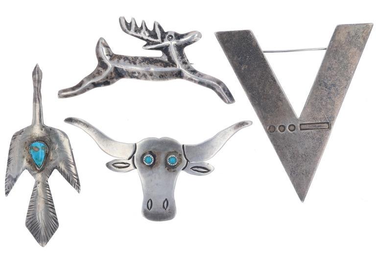 Southwestern Sterling Silver & Turquoise Pins (1 of 6)