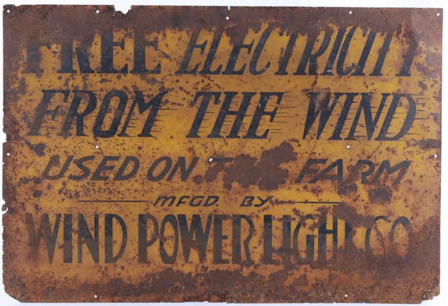 Montana Farm Wind Power Light Co. Metal Sign 1940s (1 of 8)