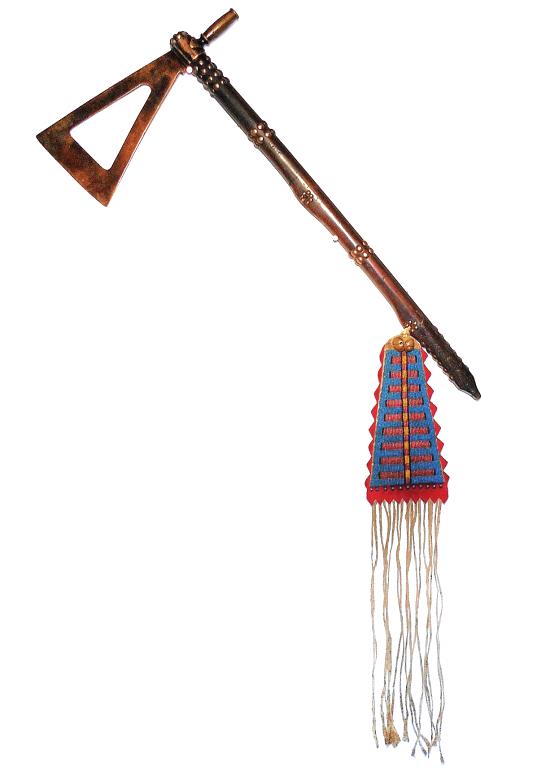 Rare Sioux Brass Head Pipe Tomahawk w/ Drop19th C. (1 of 15)