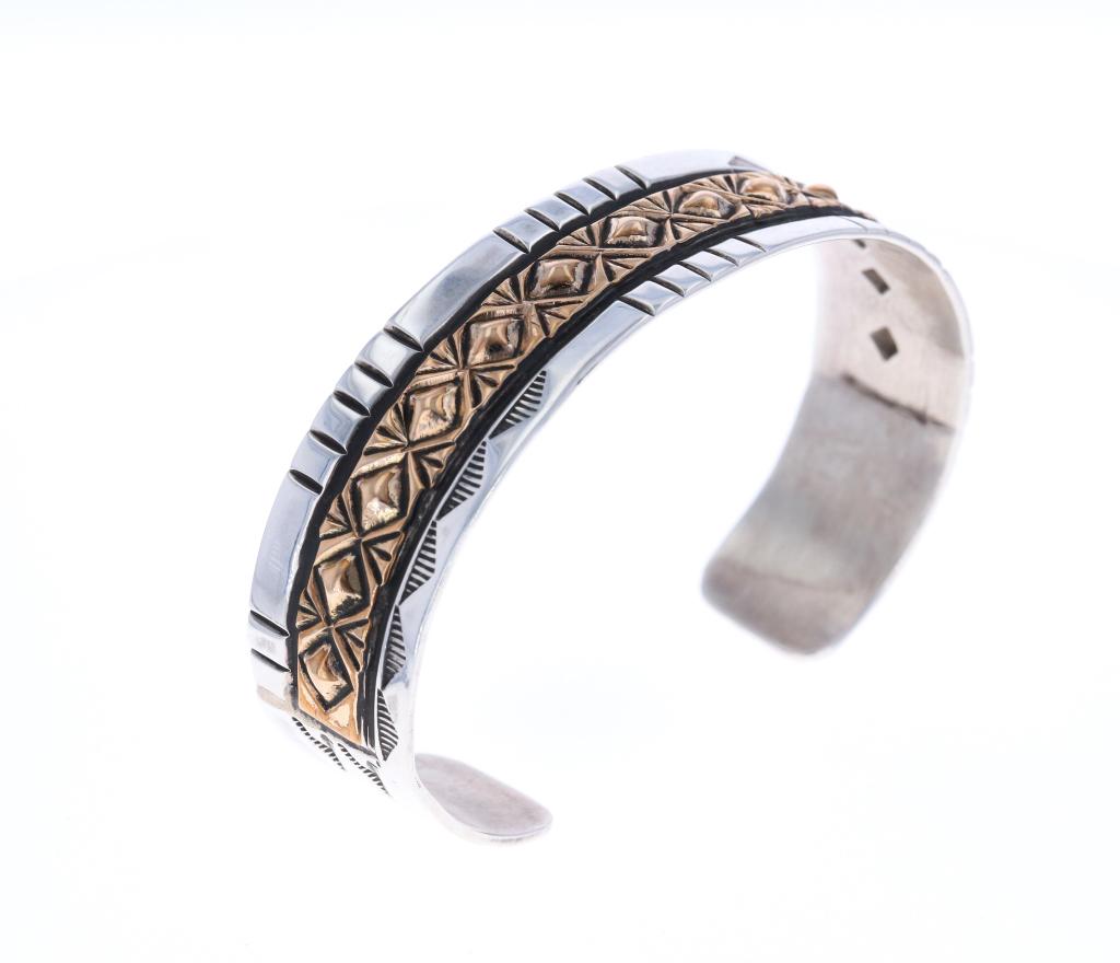 Navajo Ray B. Sterling Silver Gold Filled Bracelet (1 of 8)