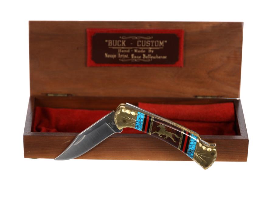 Navajo David Yellowhorse Buck Inlaid Knife in Box (1 of 10)