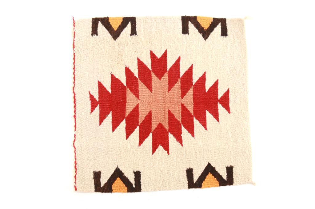 Navajo Old Crystal Gallup Trading Post Rug c1950's: Featured in this lot is this Navajo Old Crystal Gallup trading post salesman sampler rug circa 1950's. The rug features a traditional Gallup decoration with the short fringe on the one side of the rug