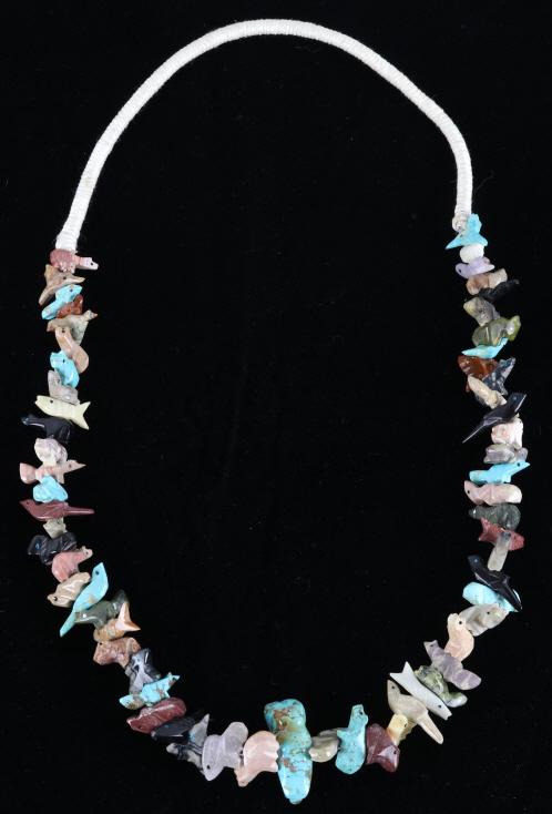 Zuni Multistone Birds, Fish, Bear Fetish Necklace (1 of 14)