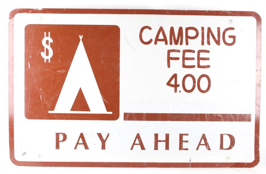 Original "Camping Pay Here," Embossed Sign (1 of 13)