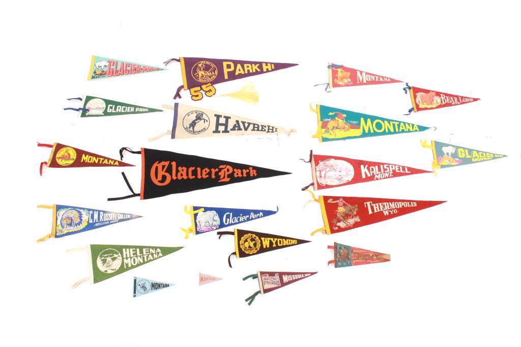 C. 1955-1990s MT & WY Felt Pennant Flags (20) (1 of 20)