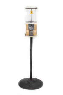 1950-60s Northwestern Co. Gumball Vending Machine: For your consideration is this 1950-60s Northwestern Company 5 cent gumball or candy vending machine set on a stand and manufactured in Morris, Illinois. William and Louis Johnson established the