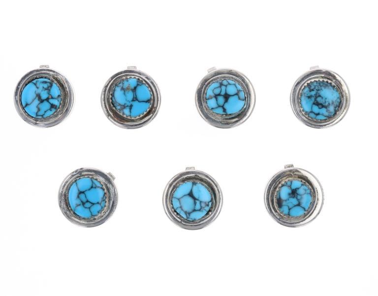 Navajo Silver Red Mountain Turquoise Button Covers (1 of 8)
