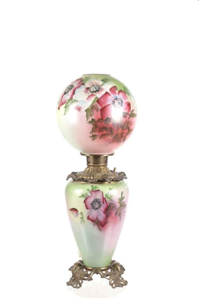 C. 1800- Victorian Painted Gone With The Wind Lamp (1 of 16)