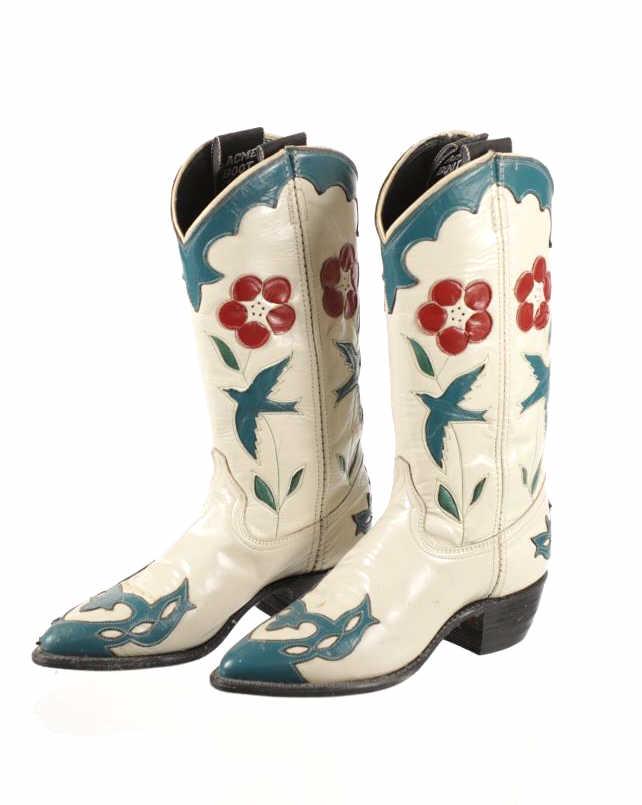 C. 1950- ACME Boot Floral Western Cowboy Boots (1 of 17)