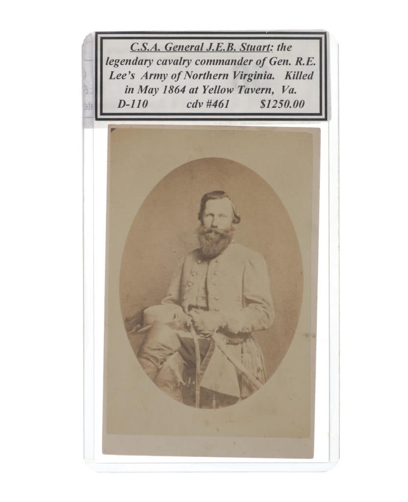 C. 1860's J.E.B. Stuart Confederate General Photo: This is an original from-life period photograph of J.E.B. Stuart, C.S.A. General circa 1860’s during the American Civil War. James Ewell Brown “Jeb” Stuart (1833-1864) was a celebrated Confedera