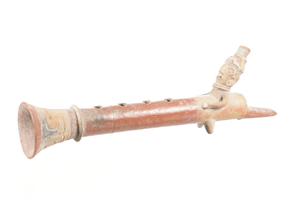 Rare Aztec Polychrome Pottery Flute Uilacapitztli Auction