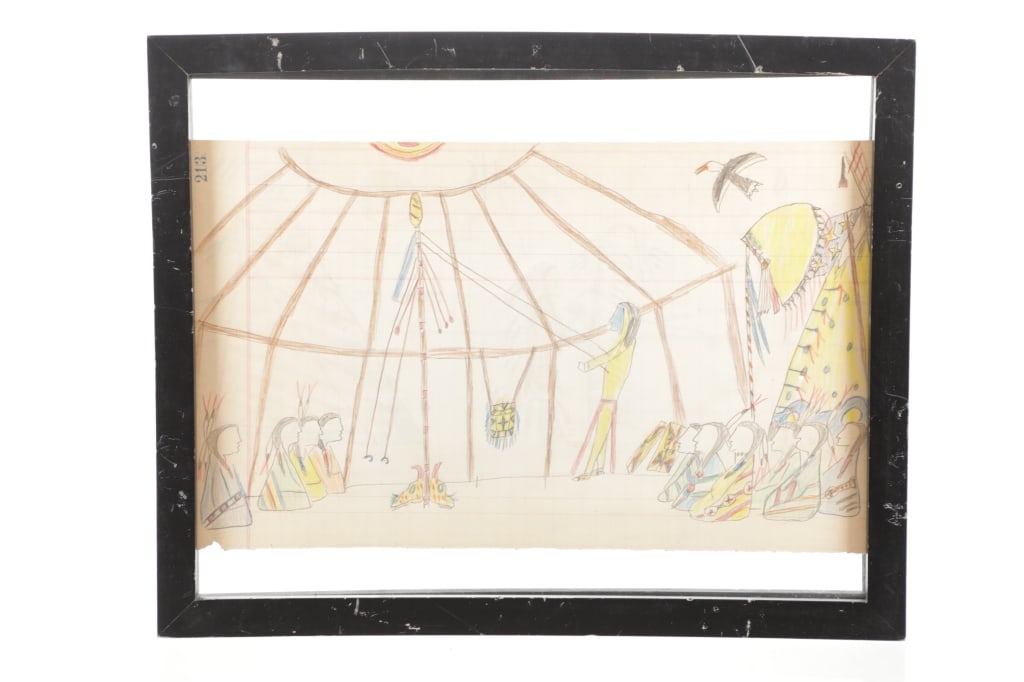 C. 1911 Lakota Sioux Sun Dance Ledger Drawings (2) (1 of 14)