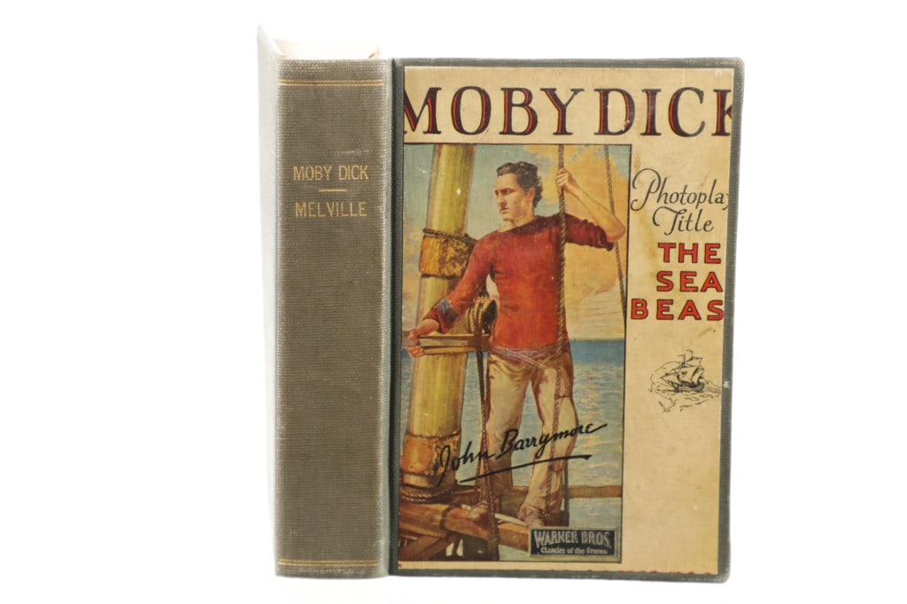 Moby Dick, Melville, Photoplay Title The Sea Beast: Featured in this lot is a Rare 1925 Edition of "Moby Dick or The White Whale" by Herman Melville, Illustrated with scenes from the "photoplay" (movie/film) a Warner Bros. Screen Classic starring accla
