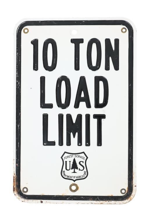 U.S. Forest Service "10 Ton Load Limit" Metal Sign (1 of 8)