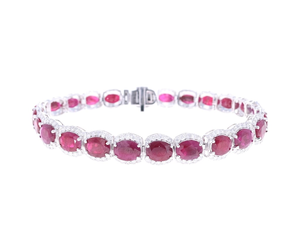 RARE Burmese Ruby & VS2 Diamond Platinum Bracelet (1 of 11)