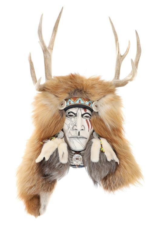 Kathryn Yauney Cherokee Spirit Mask 8/45 c. 1992: Featured in this lot is this limited edition Cherokee Spirit Mask done by Kathryn Yauney circa 1992. Kathryn Yauney graduated from Nebraska's Chadron State College with degrees in both art and history