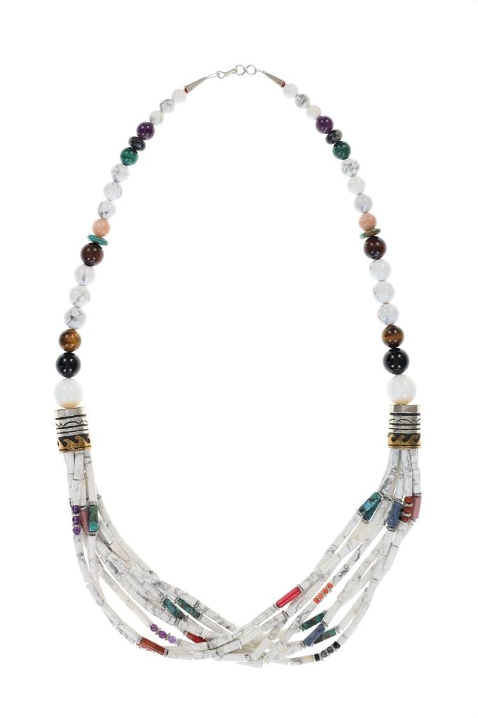 Navajo Tommy & Rose Singer White Buffalo Necklace (1 of 10)