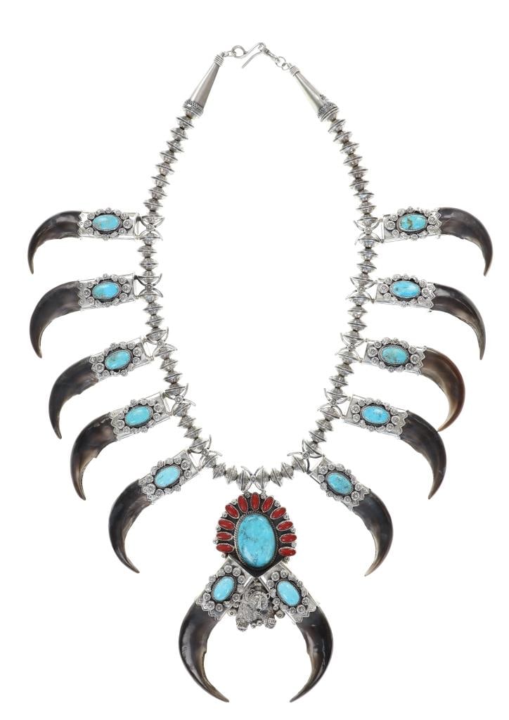 MASSIVE Navajo Bear Claw Sterling Squash Blossom (1 of 11)