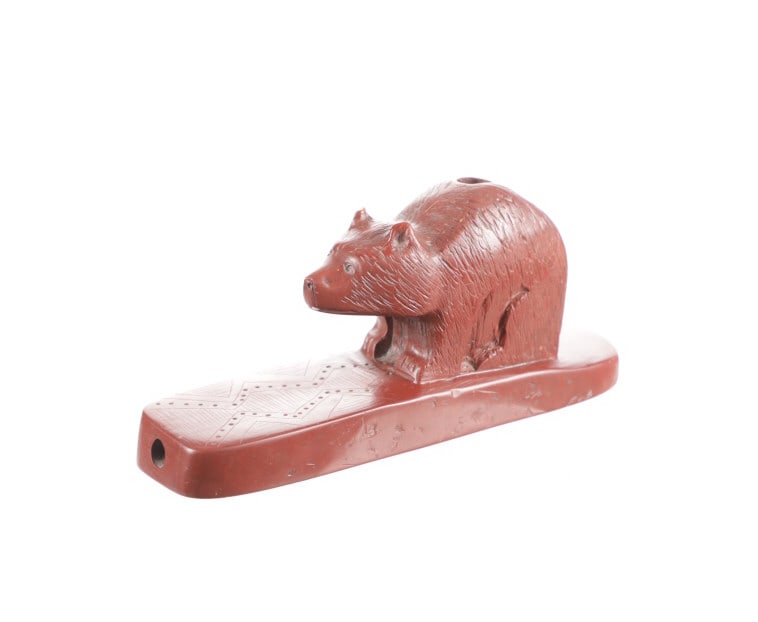 Massive Plains Bear Effigy Catlinite Pipe (1 of 12)