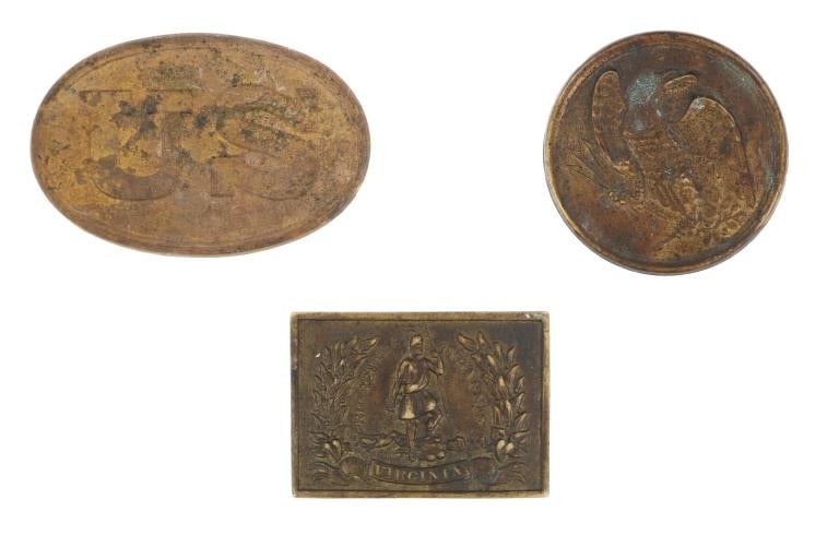 Civil War Brass Military Buckle Collection c1860-: Featured in this lot is this Civil War brass military buckle collection circa 1860-1900's. The collection of buckles shows a wonderfully and professionally crafted brass construction. The first is a U