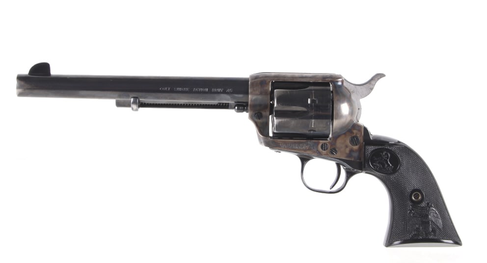 Colt Single Action Army .45 Caliber Revolver: Featured in this lot we have a Colt Single Action Army Second Model 1873 revolver chambered in .45 caliber. This pistol was manufactured in 1973 by Colt. The revolver displays a 7 1/4" long round barr