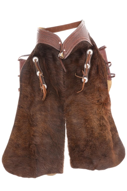 Montana Buffalo Hide Batwing Tooled Chaps (1 of 8)